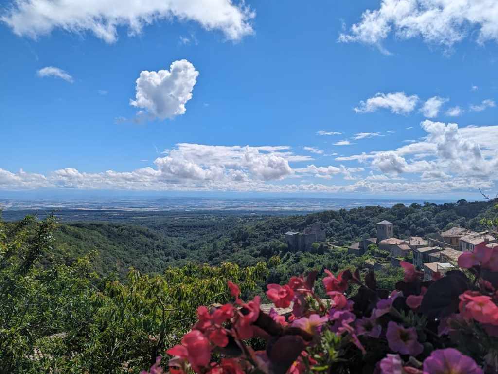 Picture of the view from Saissac beautiful village of South of France near Eliane's house, teacher of French immersion program
